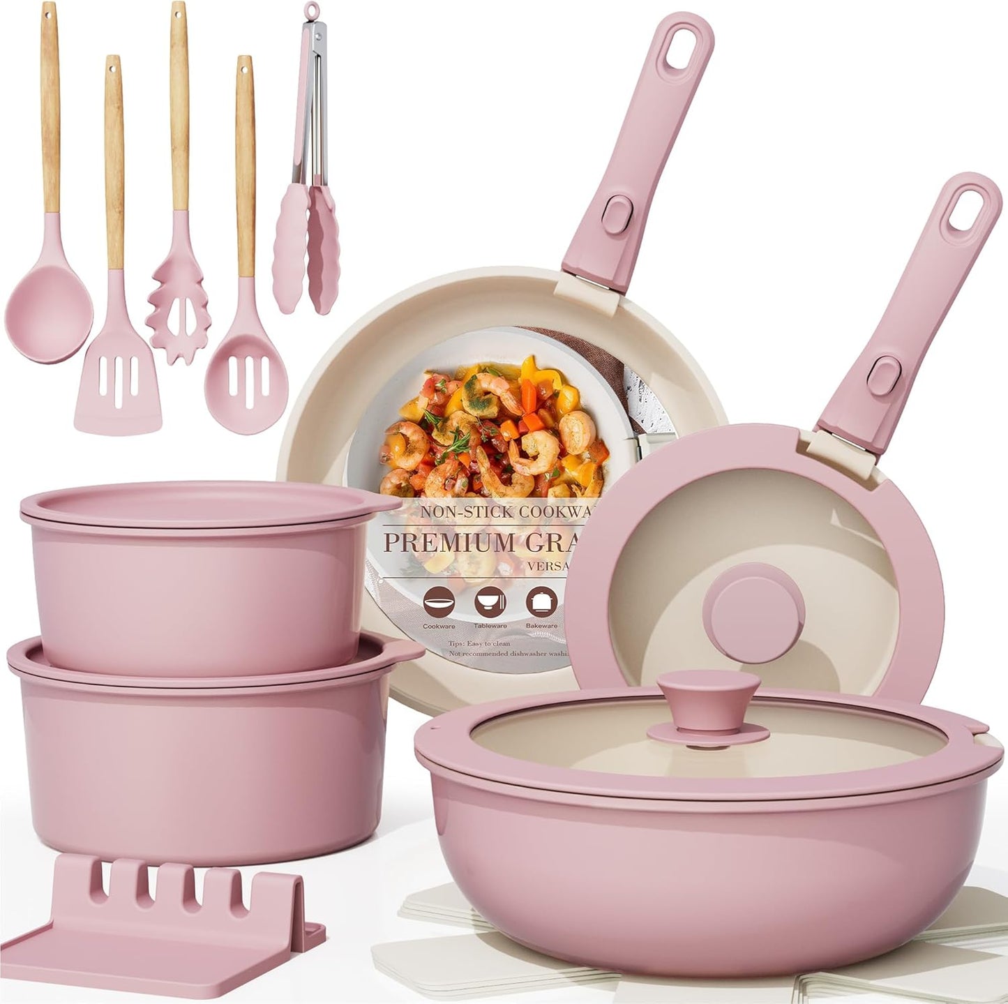 Cavina Modern 20-Piece Ceramic Ceramic Nonstick Pots and Pans Set