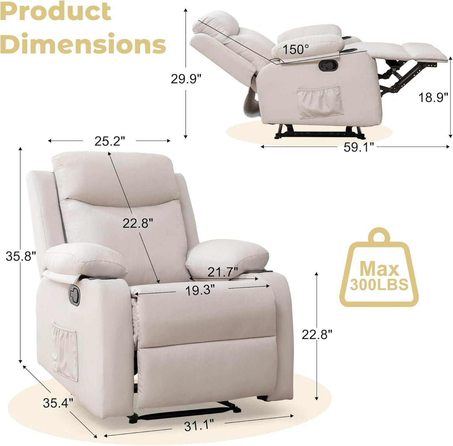 Cavina Deluxe Living Room & Nursery Recliner Chair
