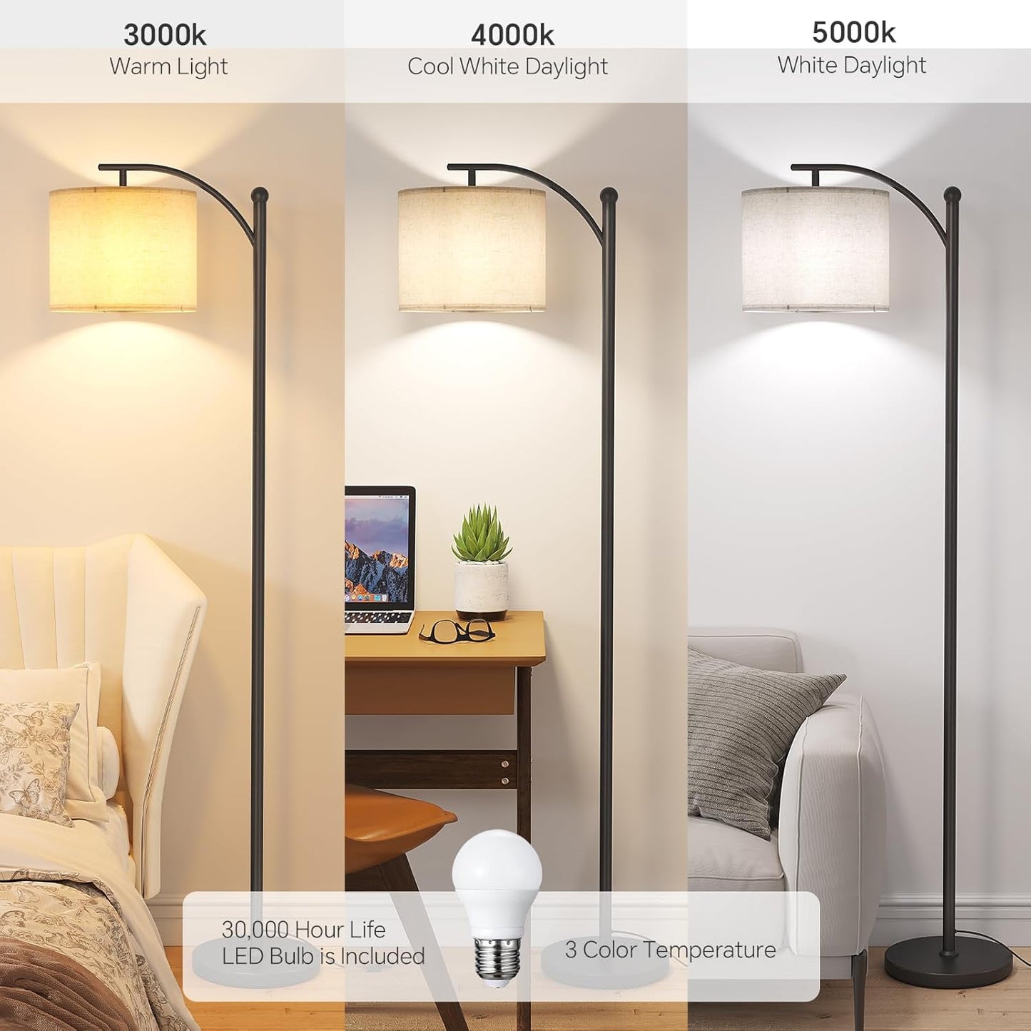 Cavina Modern 3-TCavina Modern 3-Tone Adjustable Arc Floor Lampone Adjustable Arc Floor Lamp