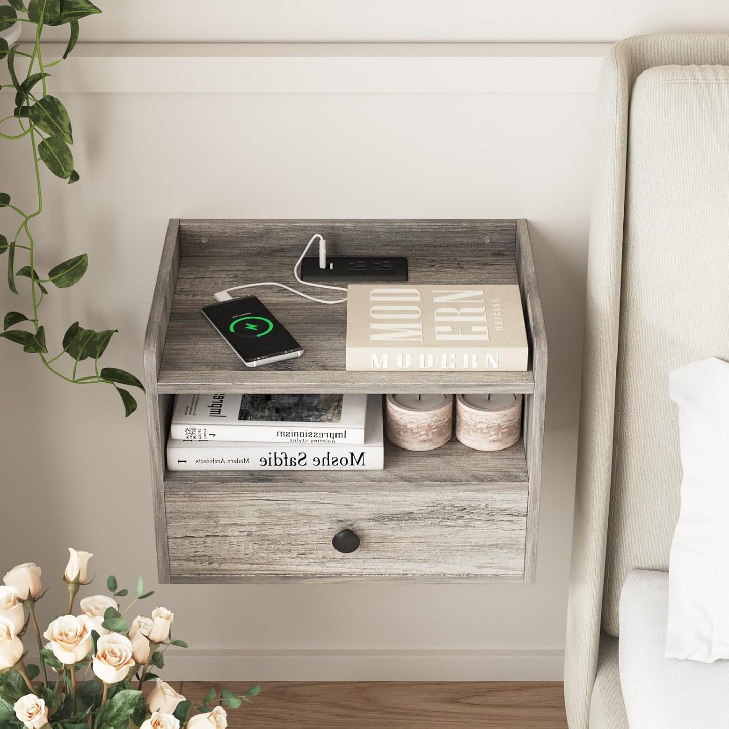 Cavina Floating Night stands Set of 2 Modern with Drawer