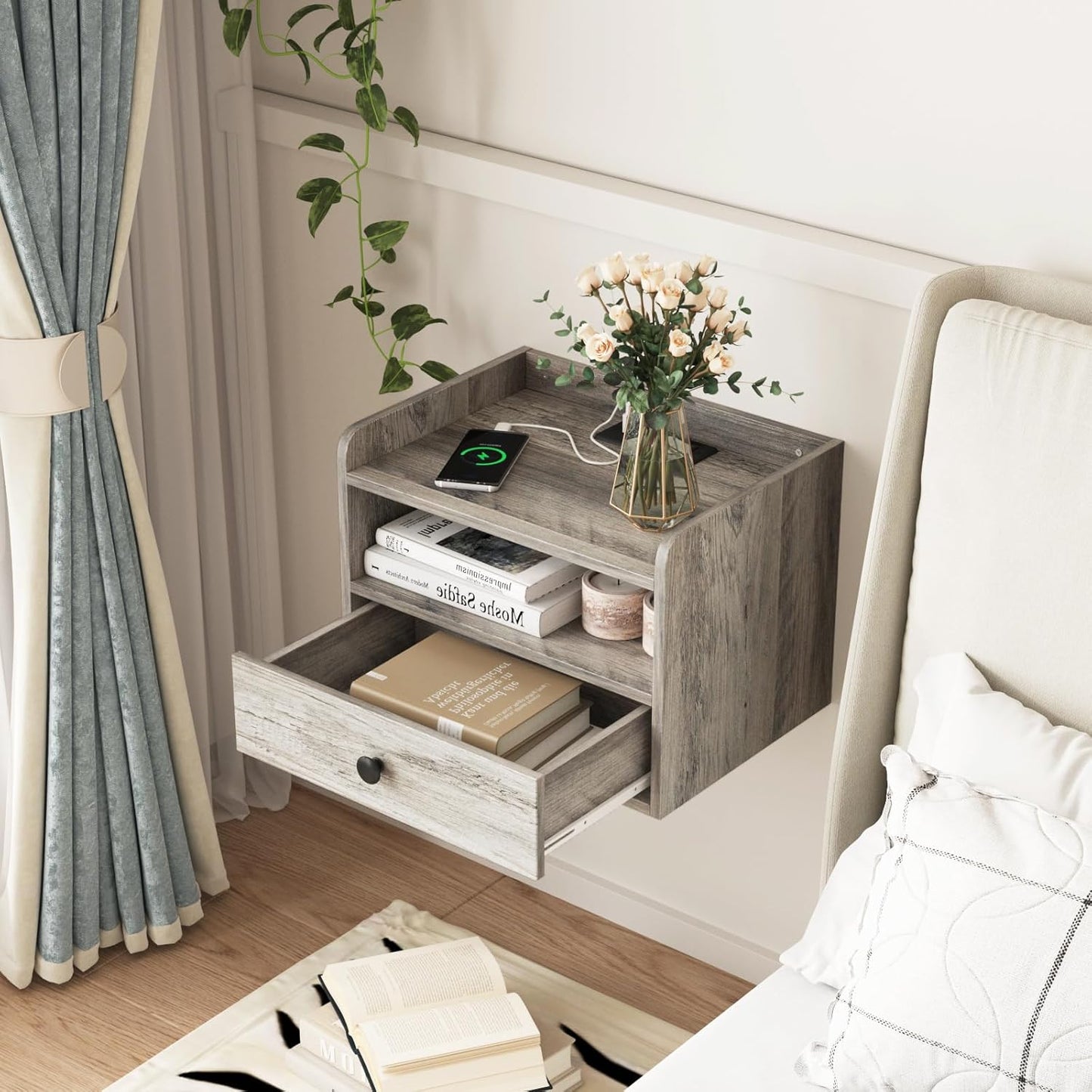 Cavina Floating Night stands Set of 2 Modern with Drawer