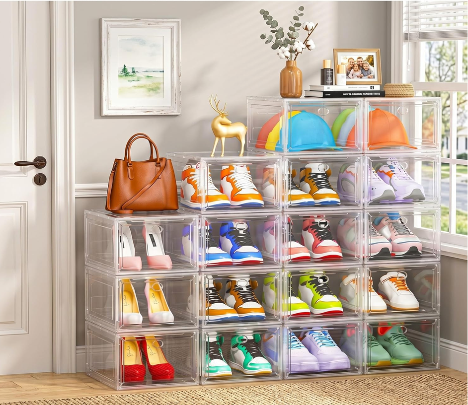 Shoe Organizer with Magnetic Door 6 Pack