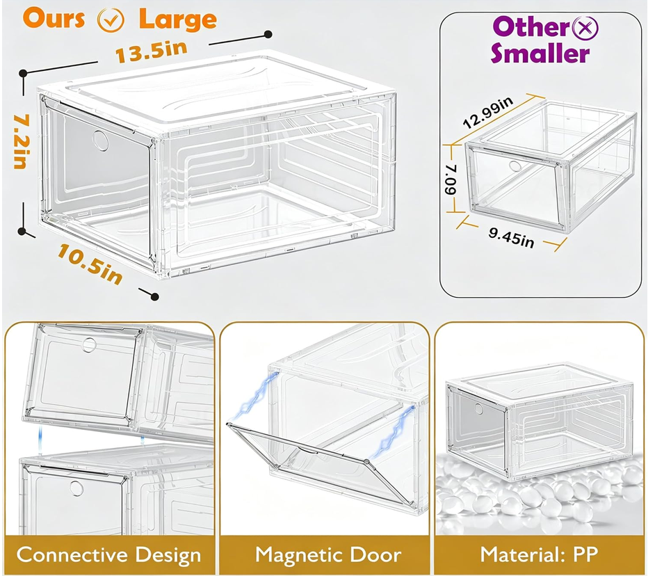 Shoe Organizer with Magnetic Door 6 Pack